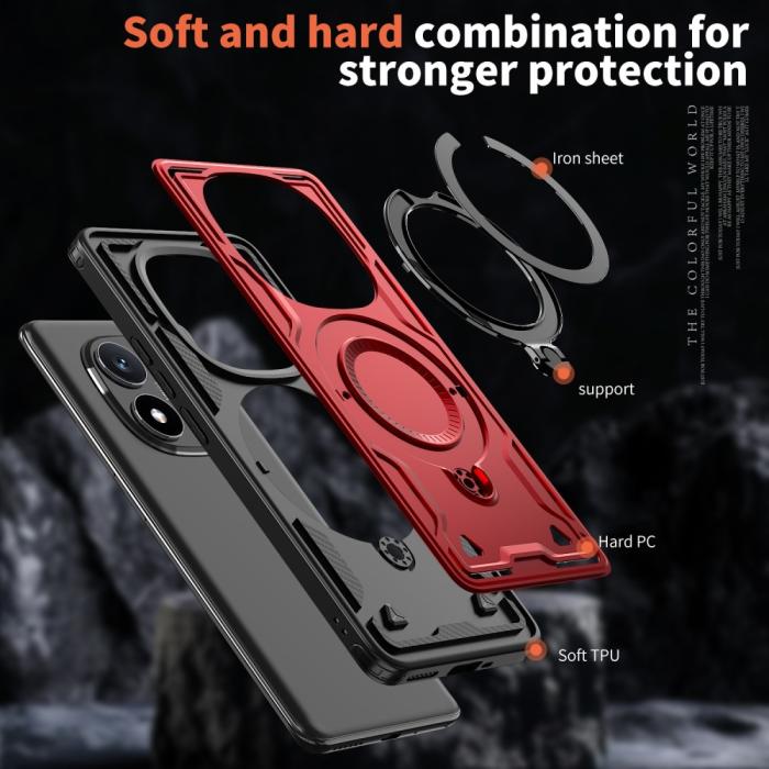 Bild 6,  Xiaomi Redmi Note 14 Pro 5G Skal MagSafe Kickstand Hybrid Röd - Teknikhallen.se