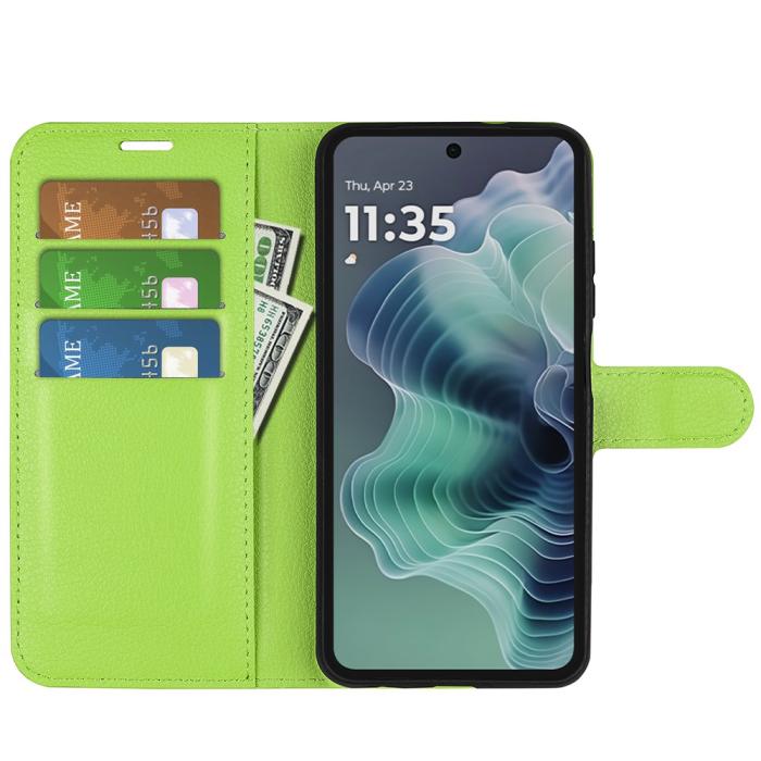 Bild 2,  Motorola Moto G35 5G Fodral Litchi Läder Grön - Teknikhallen.se