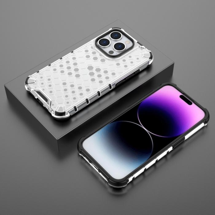 Bild 3,  iPhone 15 Pro Skal Shockproof Honeycomb Vit - Teknikhallen.se