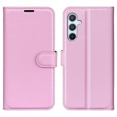  Samsung Galaxy A54 5G Fodral Litchi L&auml;der Ljus Rosa - Teknikhallen.se