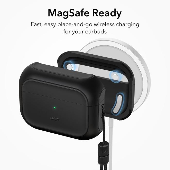 Bild 2, ESR ESR AirPods Pro 1/2 Fodral Orbit MagSafe HaloLock Svart - Teknikhallen.se