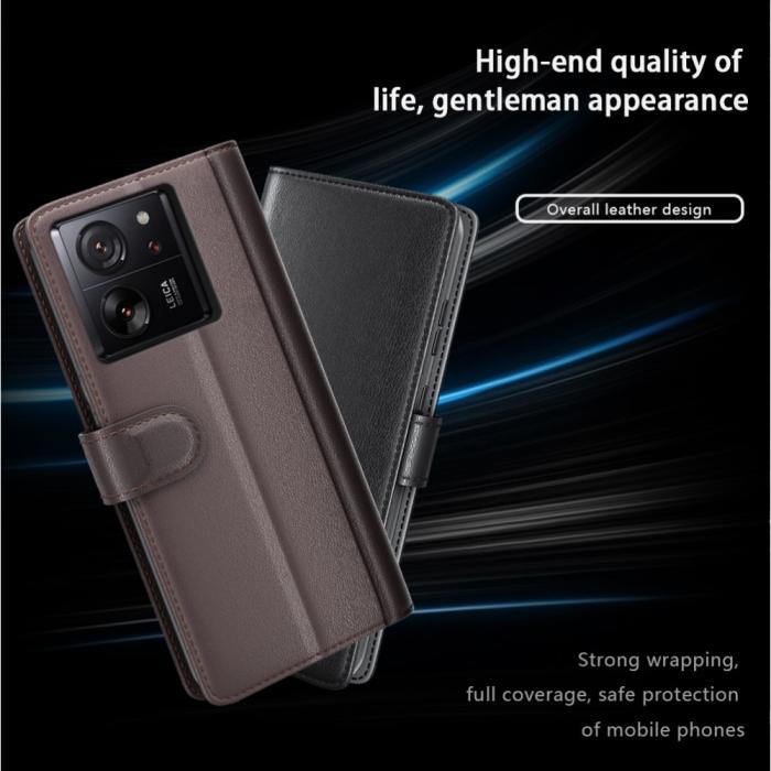 Bild 4,  Xiaomi 13T / 13T Pro Fodral Premium Äkta Läder Brun - Teknikhallen.se