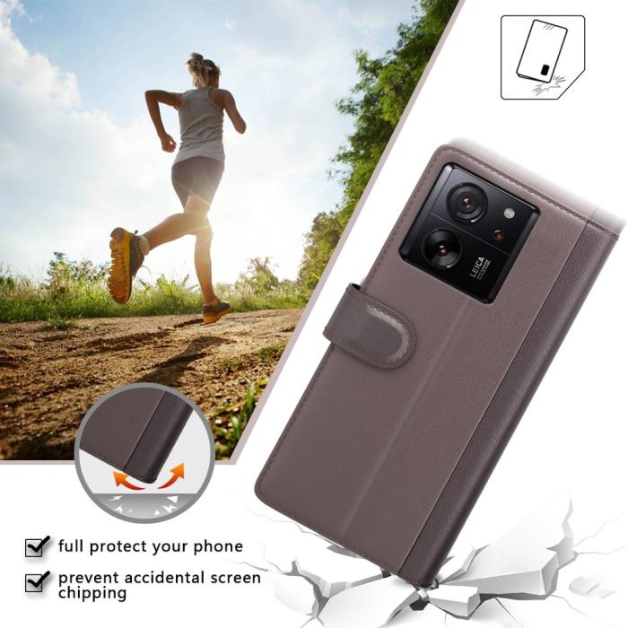 Bild 6,  Xiaomi 13T / 13T Pro Fodral Premium Äkta Läder Brun - Teknikhallen.se