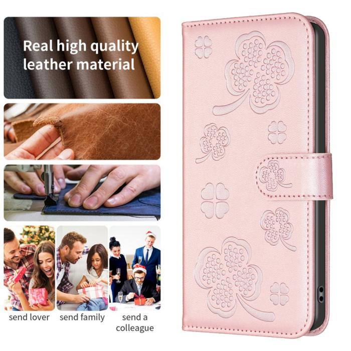 Bild 4,  iPhone 16 Pro Fodral Fyrklöver Läder Roséguld - Teknikhallen.se