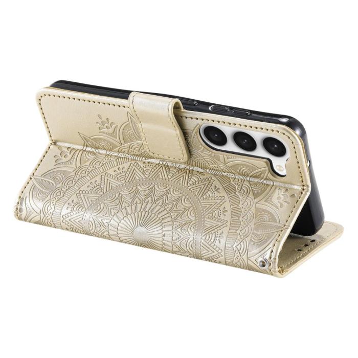 Bild 4,  Samsung Galaxy S23 Fodral Mandala Läder Guld - Teknikhallen.se