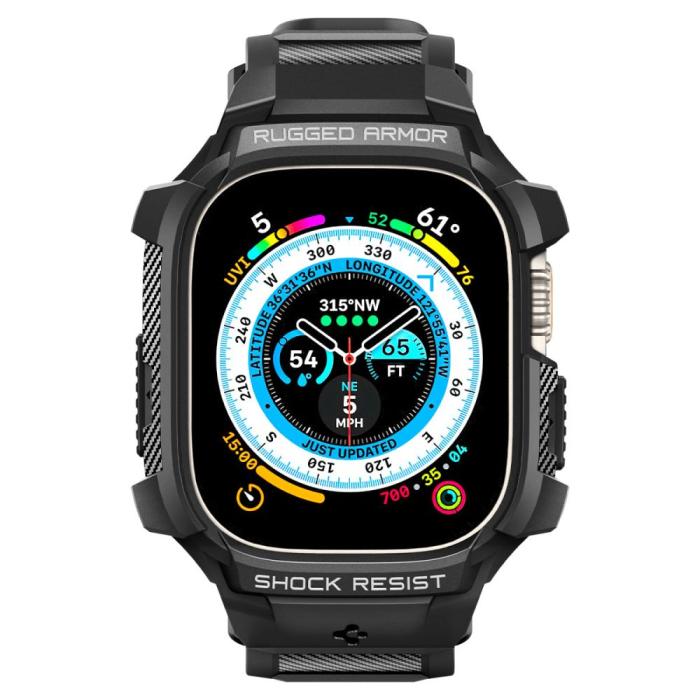 Bild 3, Spigen Spigen Apple Watch Ultra 49 mm Skal/Armband Rugged Armor 'Pro' Svart - Teknikhallen.se