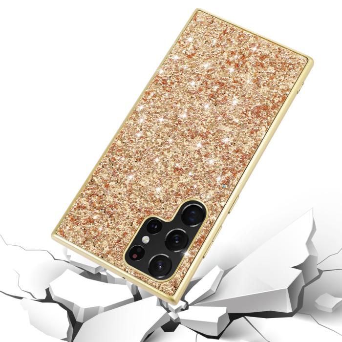 Bild 2,  Galaxy S24 Ultra Skal Sparkling Glitter Guld - Teknikhallen.se