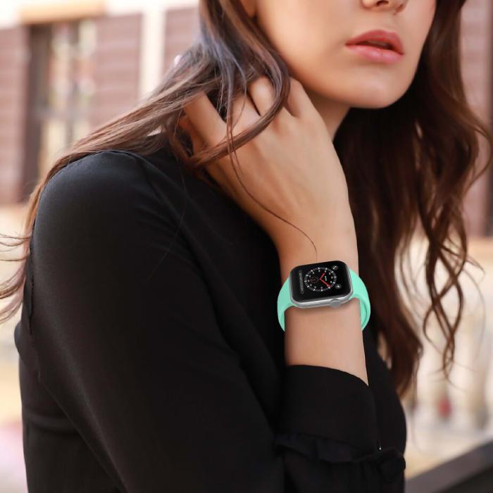 Bild 5, ColorPop Apple Watch 38/40/41/42 mm Silikon Armband (M/L) Mintgrön - Teknikhallen.se