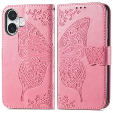  iPhone 16 Fodral Fj&auml;ril Tryck Rosa - Teknikhallen.se