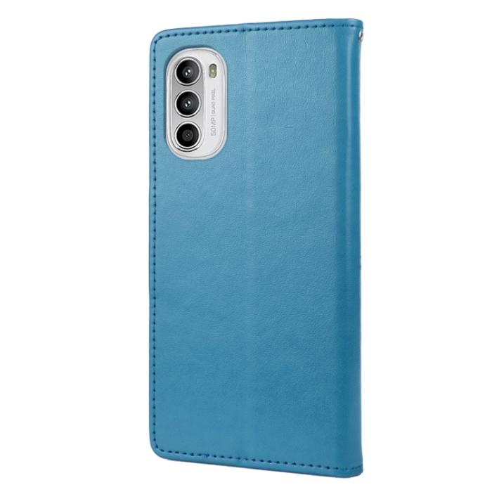Bild 3,  Motorola Moto G52/G82 Fodral Blommigt Tryck Blå - Teknikhallen.se