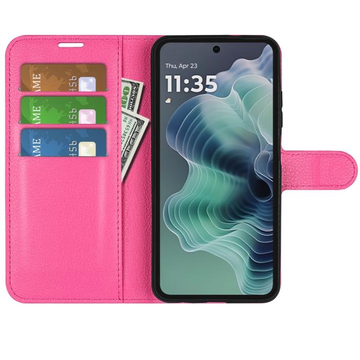Bild 2,  Motorola Moto G35 5G Fodral Litchi Läder Rosa - Teknikhallen.se