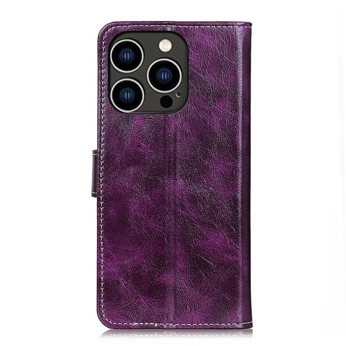 Bild 3,  iPhone 15 Pro Fodral Retro Crazy Horse Lila - Teknikhallen.se