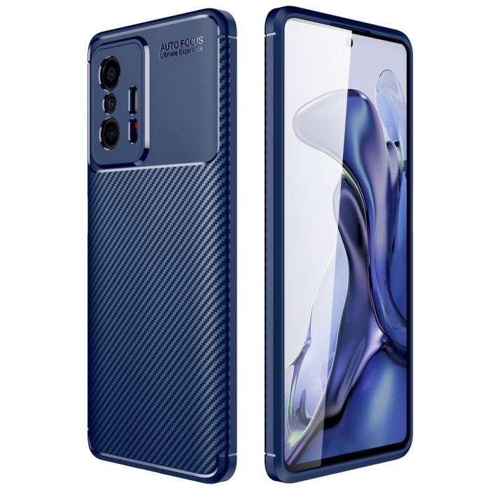 Bild 2,  Xiaomi 11T / 11T Pro Skal Kolfiber Textur Blå - Teknikhallen.se