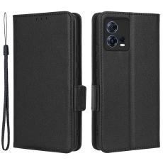  Motorola Edge 30 Fusion 5G Fodral Litchi L&auml;der Svart - Teknikhallen.se
