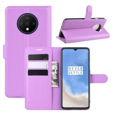  OnePlus 7T - Litchi Pl&aring;nboksfodral - Lila - Teknikhallen.se
