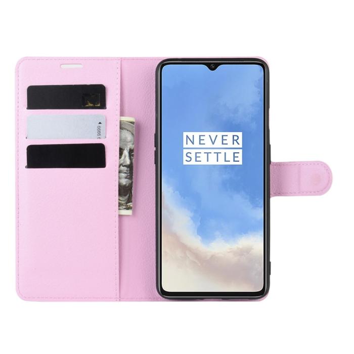 Bild 5,  OnePlus 7T - Litchi Plånboksfodral - Ljus Rosa - Teknikhallen.se