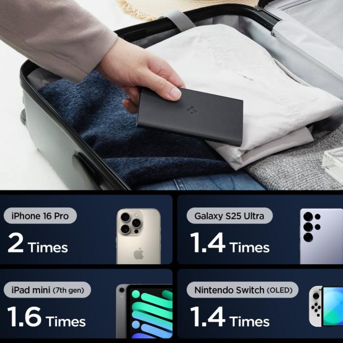 Bild 3, Spigen Spigen 10000 mAh 22.5W Powerbank Essential Svart - Teknikhallen.se