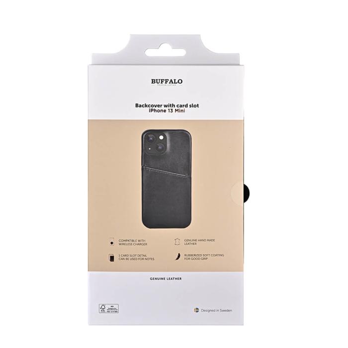 Bild 2, Buffalo Buffalo iPhone 13 Mini Mobilskal Kortfack Äkta Läder Svart - Teknikhallen.se