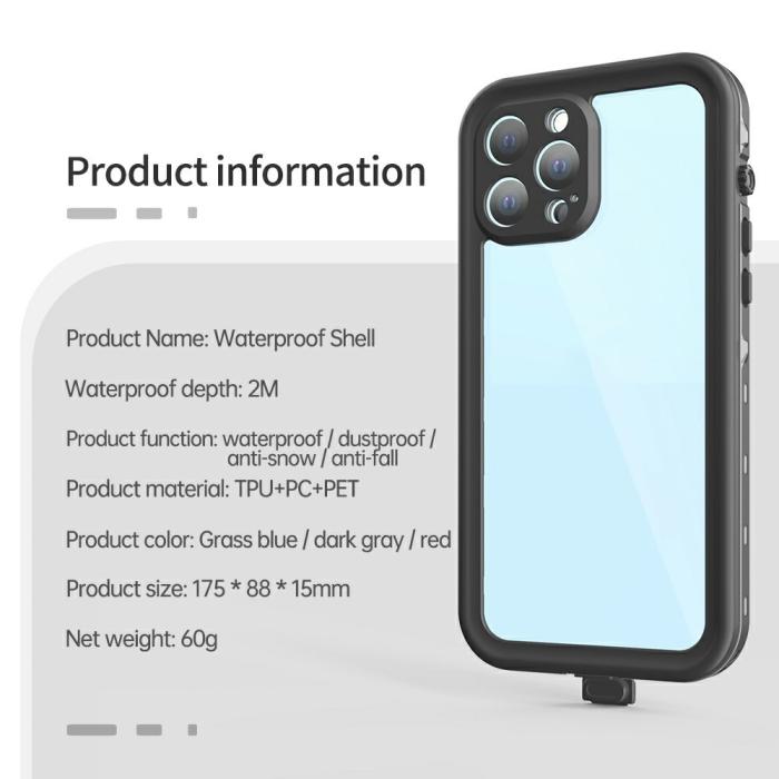 Bild 4, REDPEPPER REDPEPPER iPhone 13 Pro Max Skal 360 Vattentätt IP68 Mörk Grå - Teknikhallen.se