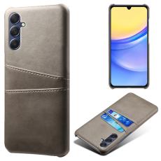  Samsung Galaxy A15 5G Skal L&auml;derbelagt Med Kortfack Gr&aring; - Teknikhallen.se