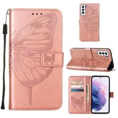  Samsung Galaxy S22 Fodral Butterfly L&auml;der Ros&eacute;guld - Teknikhallen.se