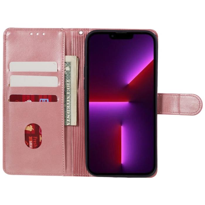 Bild 2,  iPhone 15 Fodral PU Läder Roséguld - Teknikhallen.se