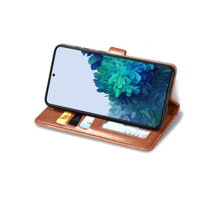 Bild 2,  iPhone XS Max Fodral Solid Läder Magnetisk Mässing Brun - Teknikhallen.se