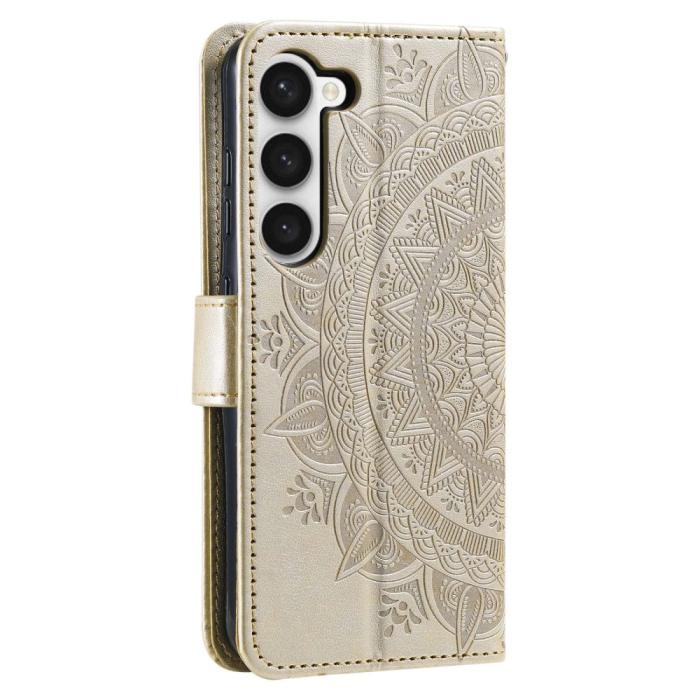 Bild 6,  Samsung Galaxy S23 Fodral Mandala Läder Guld - Teknikhallen.se