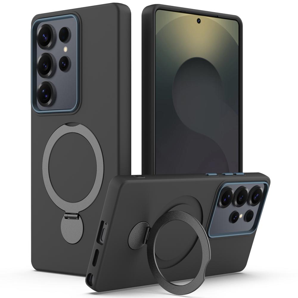  Samsung Galaxy S25 Ultra Skal MagSafe Kickstand Hybrid Svart - Teknikhallen.se