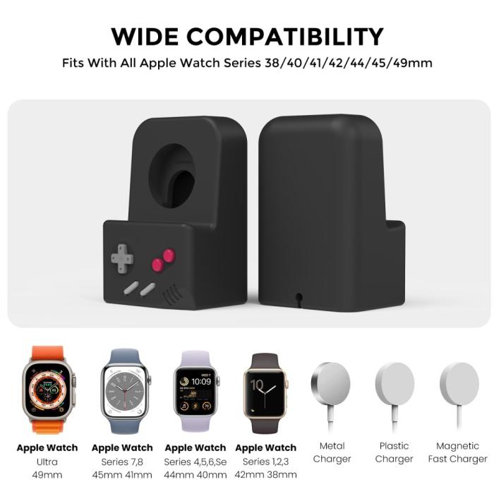 Bild 2, AHASTYLE AHASTYLE Apple Watch Laddningsställ Gamepad Silikon Svart - Teknikhallen.se