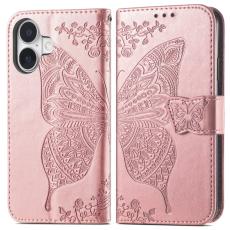  iPhone 16 Fodral Fj&auml;ril Tryck Ros&eacute;guld - Teknikhallen.se