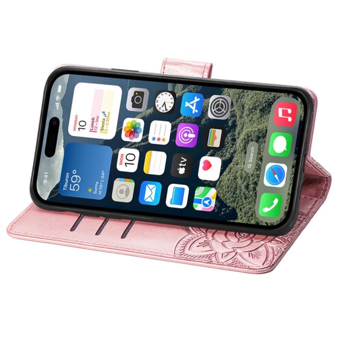 Bild 3,  iPhone 16 Fodral Fjäril Tryck Roséguld - Teknikhallen.se
