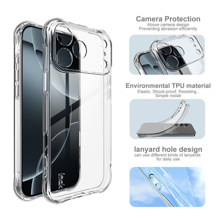 Bild 5, IMAK IMAK iPhone 17 Pro Max Skal TPU Shockproof Airbag Transparent - Teknikhallen.se