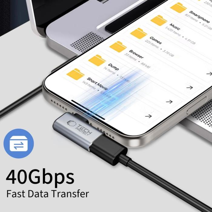 Bild 3, Tech-Protect Tech-Protect USB-C - USB-C Adapter UltraBoost Grå - Teknikhallen.se
