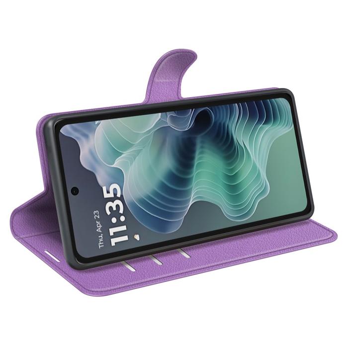 Bild 3,  Motorola Moto G35 5G Fodral Litchi Läder Lila - Teknikhallen.se