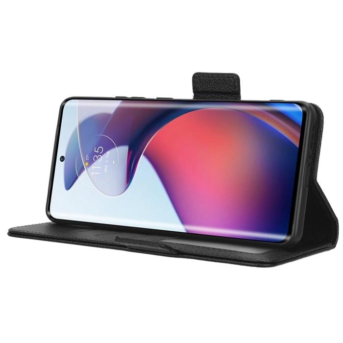 Bild 3,  Motorola Edge 30 Fusion 5G Fodral Litchi Läder Svart - Teknikhallen.se