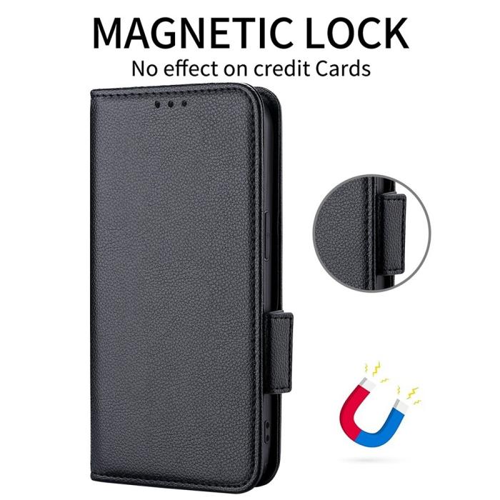 Bild 4,  Motorola Edge 30 Fusion 5G Fodral Litchi Läder Svart - Teknikhallen.se