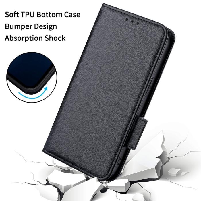Bild 5,  Motorola Edge 30 Fusion 5G Fodral Litchi Läder Svart - Teknikhallen.se