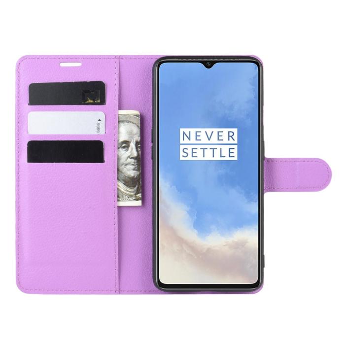 Bild 5,  OnePlus 7T - Litchi Plånboksfodral - Lila - Teknikhallen.se
