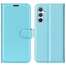  Samsung Galaxy A54 5G Fodral Litchi L&auml;der Ljus Bl&aring; - Teknikhallen.se