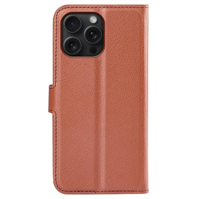 Bild 6,  iPhone 16 Pro Max Fodral Litchi Läder Textur Brun - Teknikhallen.se