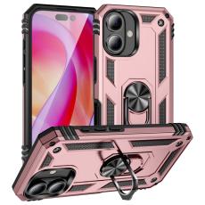  iPhone 16 Plus Skal Med Ring Hybrid Ros&eacute;guld - Teknikhallen.se