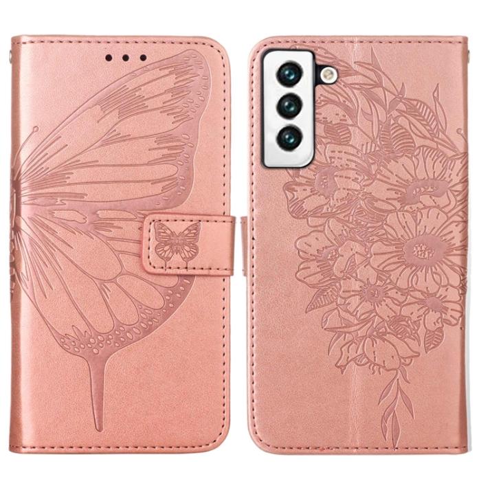 Bild 2,  Samsung Galaxy S22 Fodral Butterfly Läder Roséguld - Teknikhallen.se