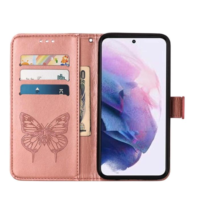 Bild 3,  Samsung Galaxy S22 Fodral Butterfly Läder Roséguld - Teknikhallen.se