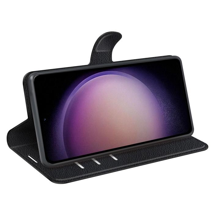Bild 3,  Samsung Galaxy S23 FE Fodral Litchi Textur Svart - Teknikhallen.se