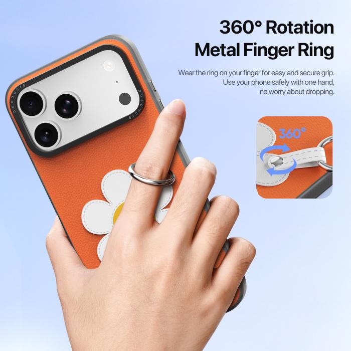 Bild 6, DUX DUCIS DUX DUCIS iPhone 18 Pro/17 Pro Skal PU-Läder Prästkrage Orange - Teknikhallen.se