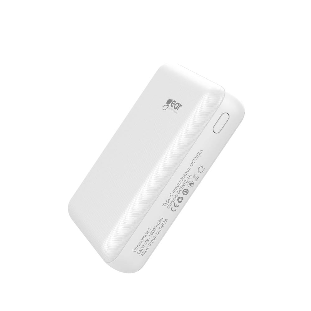 Gear GEAR 10000 mAh Powerbank Ultracompact Vit - Teknikhallen.se