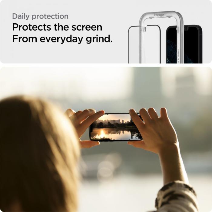 Bild 6, Spigen Spigen iPhone 17e/16e/14/13/13 Pro 2-PACK ALM Heltäckande Skärmskydd - Teknikhallen.se