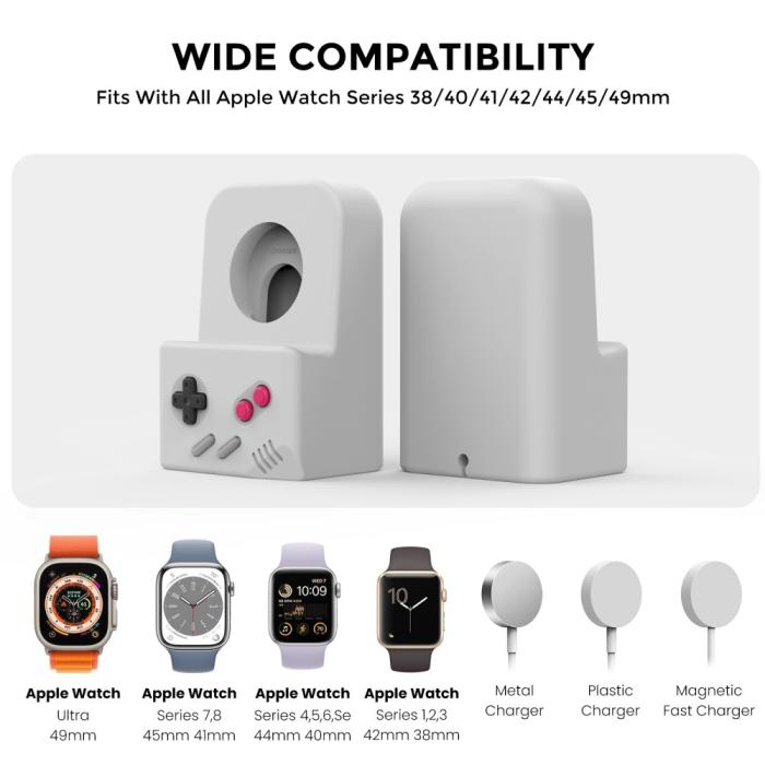 Bild 2, AHASTYLE AHASTYLE Apple Watch Laddningsställ Gamepad Silikon Grå - Teknikhallen.se