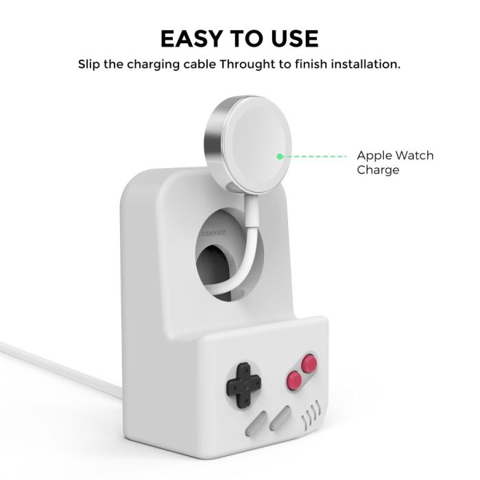 Bild 4, AHASTYLE AHASTYLE Apple Watch Laddningsställ Gamepad Silikon Grå - Teknikhallen.se